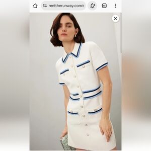 Maje White and Blue Button-Down Dress